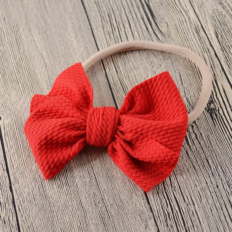 Baby Headband Bow Girl Headbands Toddler Nylon Elastic Hair Accessories Kids Head Band Infant Hairband Newborn photography Props - Цвет: Red