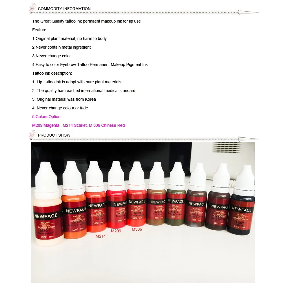 Tinta de Tatuagem de Tinta Chinês para Lip Grande Tinta Maquiagem Permanente Sobrancelha Lábio Microblading Permeante Profissional Pigmento Vermelho Make up 16 Pigmento Vermelho Chinês para lip make up