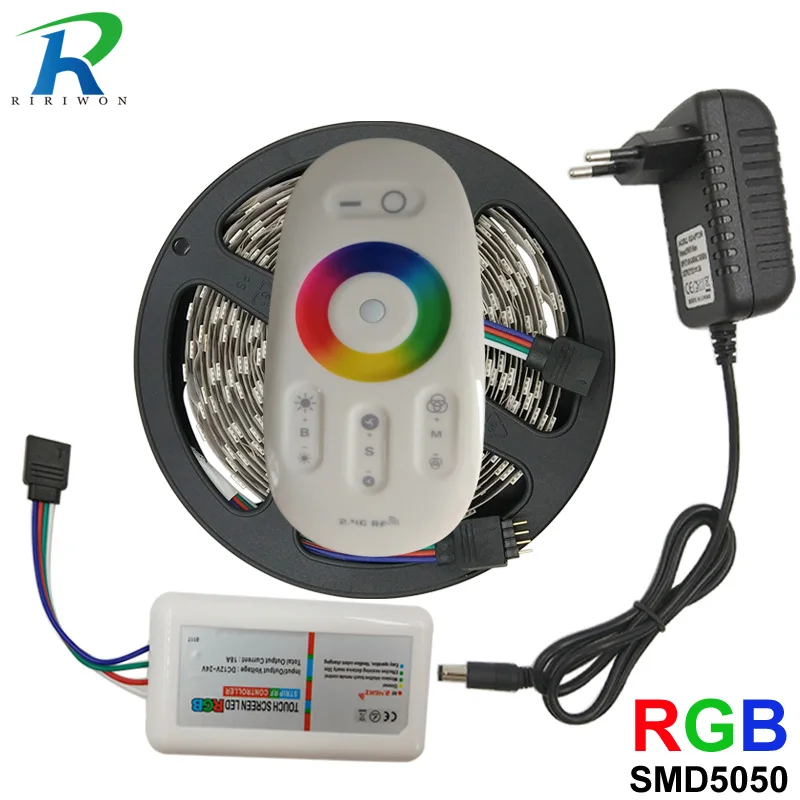 RGB Светодиодная лента 5 М 5050 SMD гибкая Водонепроницаемая RF сенсорный контроллер 12
