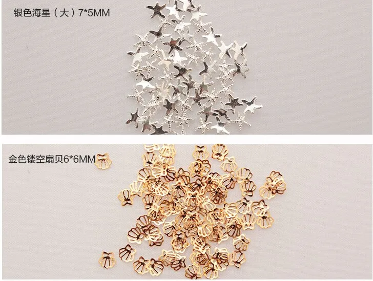 Estrela do Mar Cavalo do Mar Arte do Unha Tamanho Ouro Prata Mar Projetos Lotes 5000 Pçs Concha Pregos Encantos 2020 Chegada Nova 2 - 3 4 5mm 5 Cheap Strass e decorações