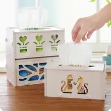 Краткое деревянная доска коробка ткани вырез резные Desktop ткани держатель насосная Бумага коробка для хранения ткани случае