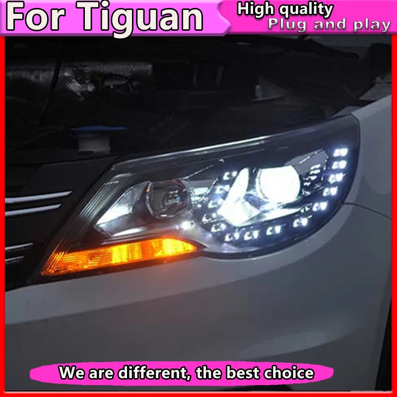 Автомобильный Стайлинг для VW 2010-2013 Tiguan фары новые Tiguan светодиодный фары DRL линзы двойной луч H7 HID ксеноновые автомобильные аксессуары