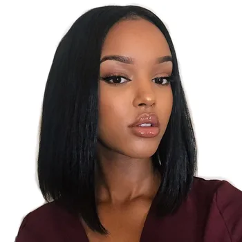 

Alibele Short Bob Wigs For African American 13x4 Brazilian Straight Remy Hair Lace Front Human Hair Wigs 130% Pre Plucked Wig