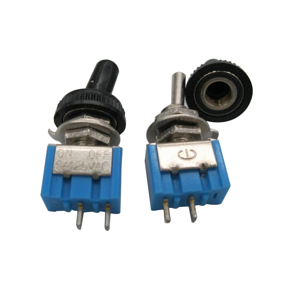 

5PCS MTS-101 2-Pin SPST Touch ON-OFF 6A 125V Toggle Switch Mini Switches Miniature Toggle Switches +5pcs Waterproof Cap