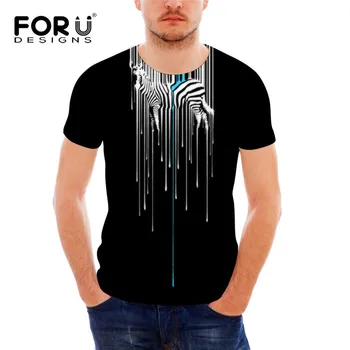 

FORUDESIGNS Creative Zebra Pattern T Shirt for Men Brand Designer Casual Top Tees for Male O-neck Fitness Boys Black Tee Shirts