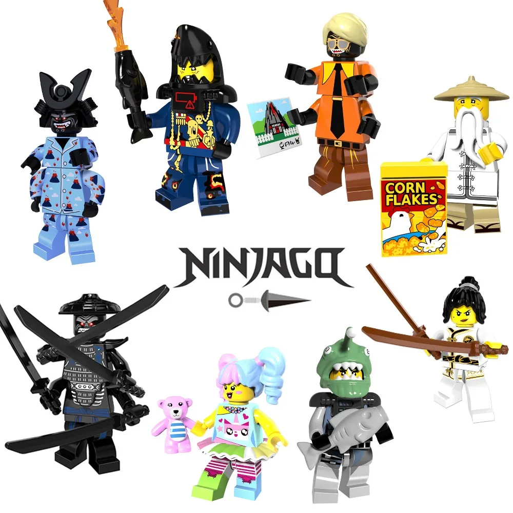 

Ninja Movie Series Sharkman Garmadon Master Wu NYA legoing Mini Blocks Action Figures Baby Dolls Toys for children Ninjagoes