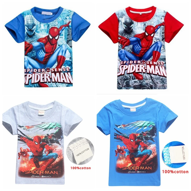 New Kids Boys Toddlers Cartoon Superhero Spiderman Hooded Cotton Tops T Shirts
