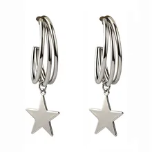 ECODAY Fashion Star Drop Earrings for Women Korean Earrings Silver Gold Color Earrings 2019 Pendientes Brincos Jewelry gold color with star hotpink butterfly star drop earrings