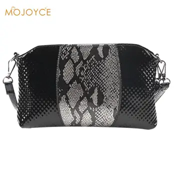 

New Fashion Small Snake Print Flap Shoulder Bag Clutch Women Bright Leather Crossbody Bags Ladies Small Shoulder Messenger Bag