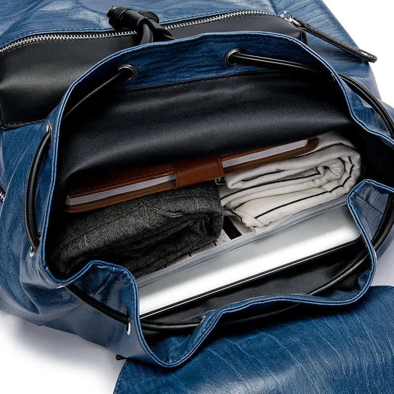 Рюкзак мужской из искусственной кожи черный 14 дюймов|school shoulder bag|backpack fashionfashion