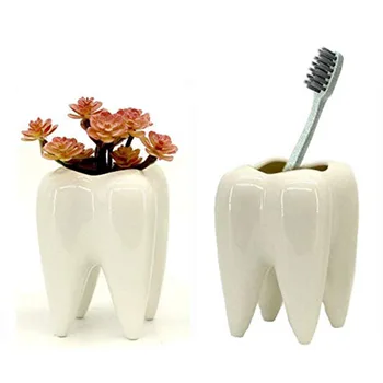

White Ceramic Succulent Plant Pot Tooth Shape Modern Small Mini Flower Pots Flowerpot Desktop Decorative Bonsai Pot Vase