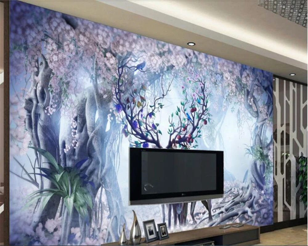 

beibehang Custom Nordic Vintage Elk TV Sofa Background Wall Painting Photo Wallpaper 3D wallpaper for walls 3 d papel de parede