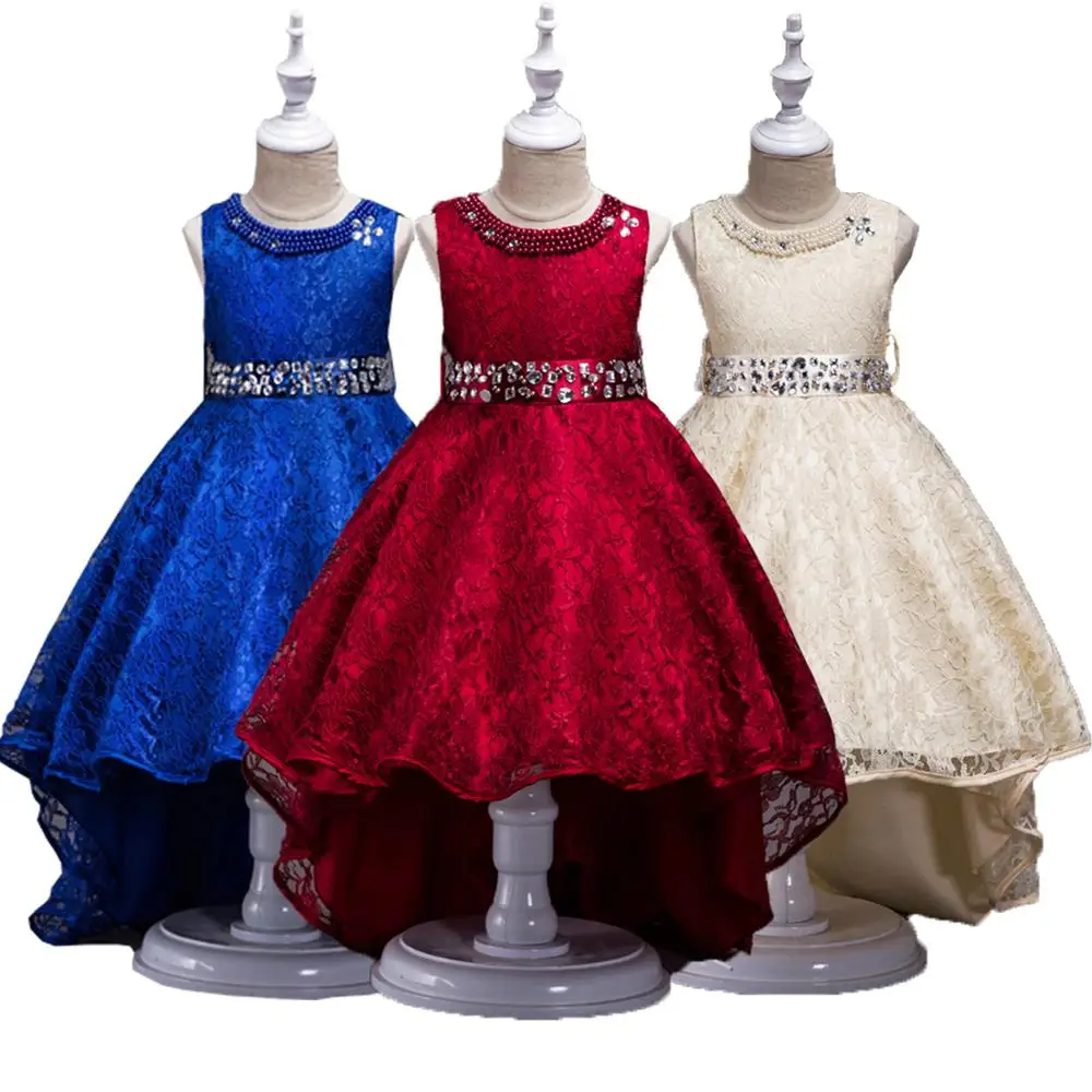 Розничная ; элегантные кружевные Детские костюмы; платье принцессы со стразами; вечернее платье с длинным шлейфом для девочек; L493