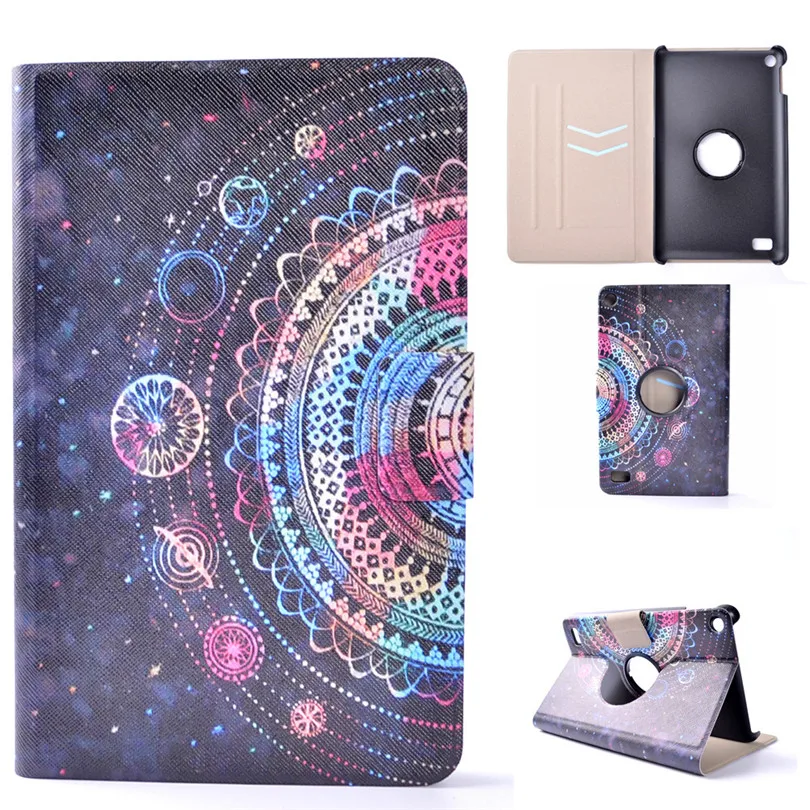 

For Amazon Kindle Fire HD 7 2015 Patterned Leather Back Rotated Stand Case Cover 7inch A30
