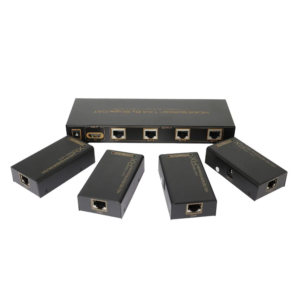 Новый порт HDMI сплиттер 1X4 amplificateur dextension par cat5e/6 a 60 m avec 4 recepteurs Full HD|hdmi splitter|port hdmisplitter