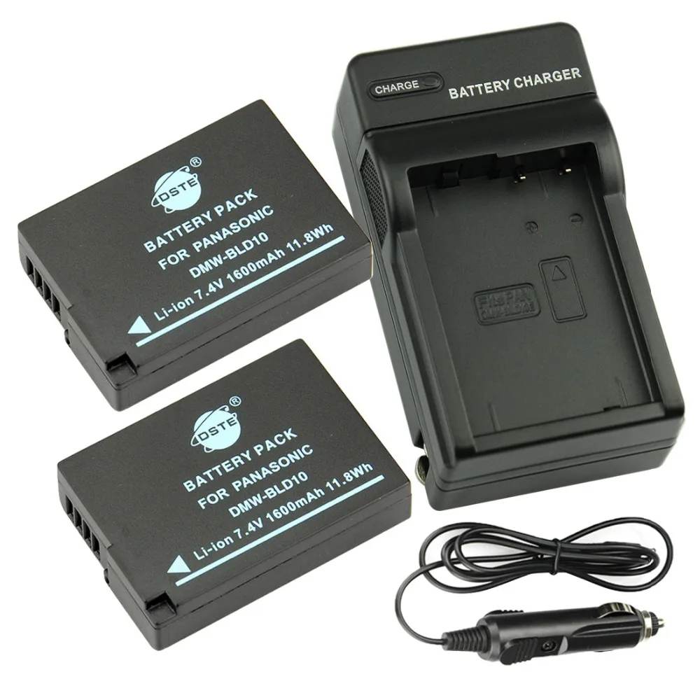 

DSTE 2PCS DMW-BLD10E Rechargeable Battery + Travel and Car Charger For Panasonic DMC-G3 DMC-GX1 DMC-GF2 Digital Camera