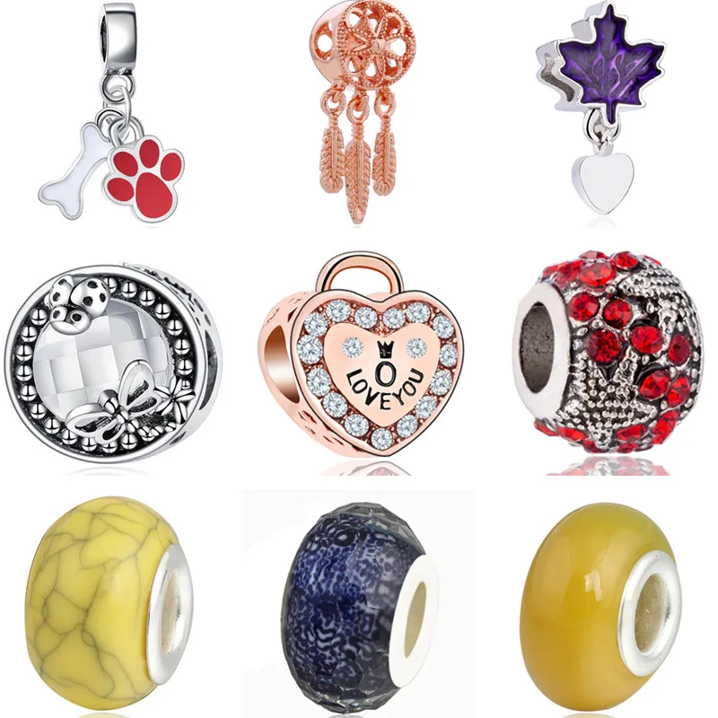 

High Quality Enamel Grandma Dreamcatcher Rainbow Simulated Pearl Charms Beads Fit Pandora Bracelets for Women Night Club DIY