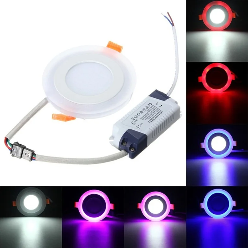 

30pcs 9W LED Panel light Round Without Remote Double Color Downlight RGB & Cold White Ceiling Recessed with Remote Control