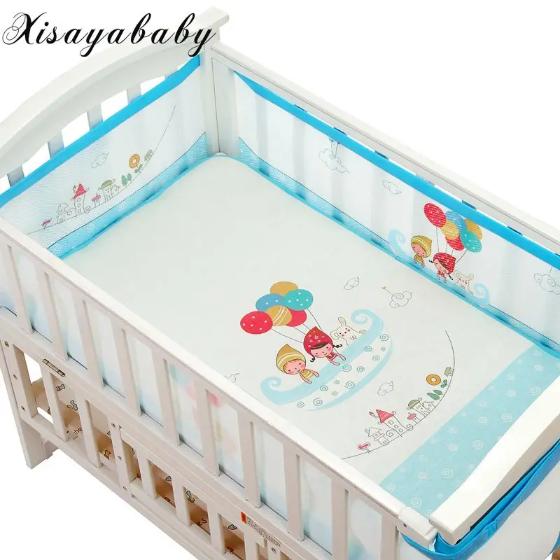 

XISAYABABY Newborn Infant Bed Bumper Cartoon Printed 3D Mesh Baby Crib Around Decoration Bandage Sleep Protection