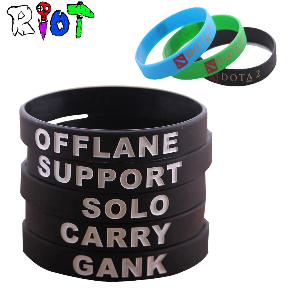 DOTA 2 силиконовые браслеты с героями поддержка GANK CARRY SOLO OFFLAN буквенным принтом