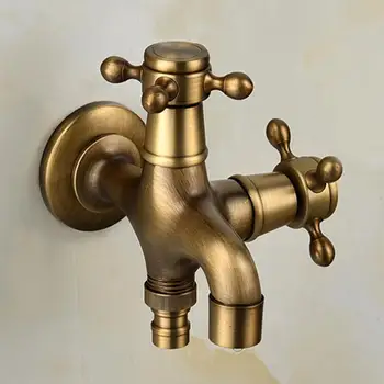 

Antique Two-in-one Faucet European Retro Copper Tap for Washing Machine Mop Pool