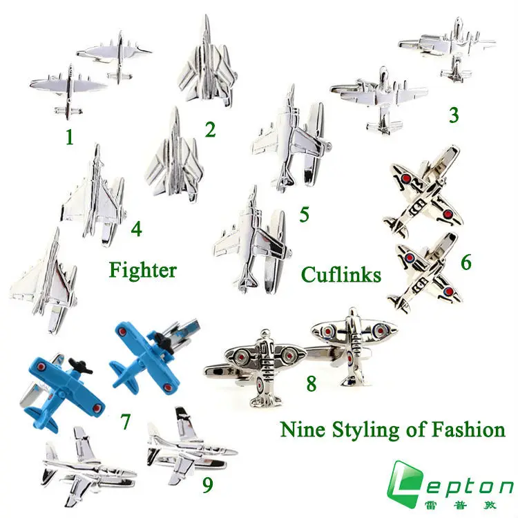 

Lepton 9 designers Plane Cufflink Military Helicopter Warcraft Warplane Fighter Cuff Links for men's Free Shipping