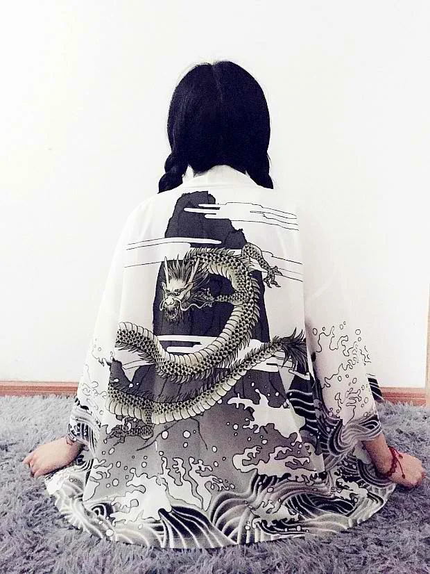 Женский кардиган с волнами Dragon Waves стильное летнее пальто в стиле Харадзюку|women