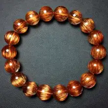 Натуральный coppe волос кристалл бразильский Титан Бусины браслет AAAAA 11.4 мм