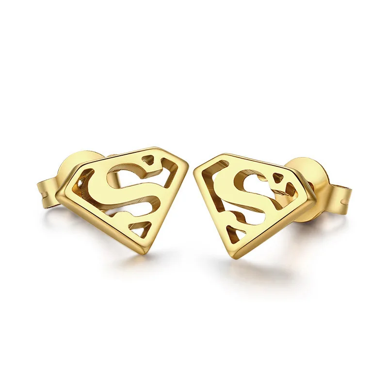 Earrings For Women Fashion Super Men Note Anchor Lips Mini Stud Earrings For Women Fashion Super Men Note Anchor Lips Mini Stud Earring Accessories Gold Color Anium Steel Jewelry No Fade In From