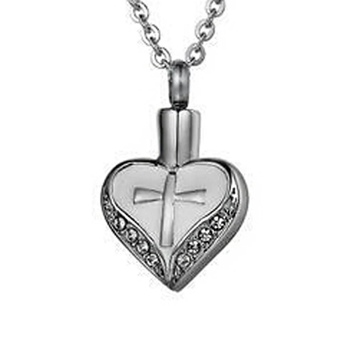 Unisex Memorial Jewelry Trendy Crystal Cross Ash Holder Necklace Shellhard Urn Cremation Ash