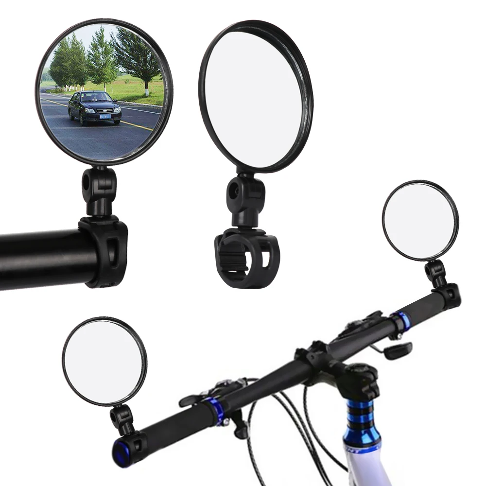 1PC Silicone ABS Wide Angle Black Bike Handlebar Rearview Bicycle Convex Mirror For Mountain