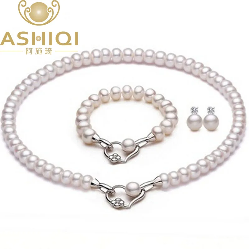 Natural Freshwater Pearl Necklace Bracelet Stud Earrings For women Wedding Accessories Heart Real Pearl Jewelry Sets Natural Freshwater Pearl Necklace Bracelet Stud Earrings For women Wedding Accessories Heart Real Pearl Jewelry Sets
