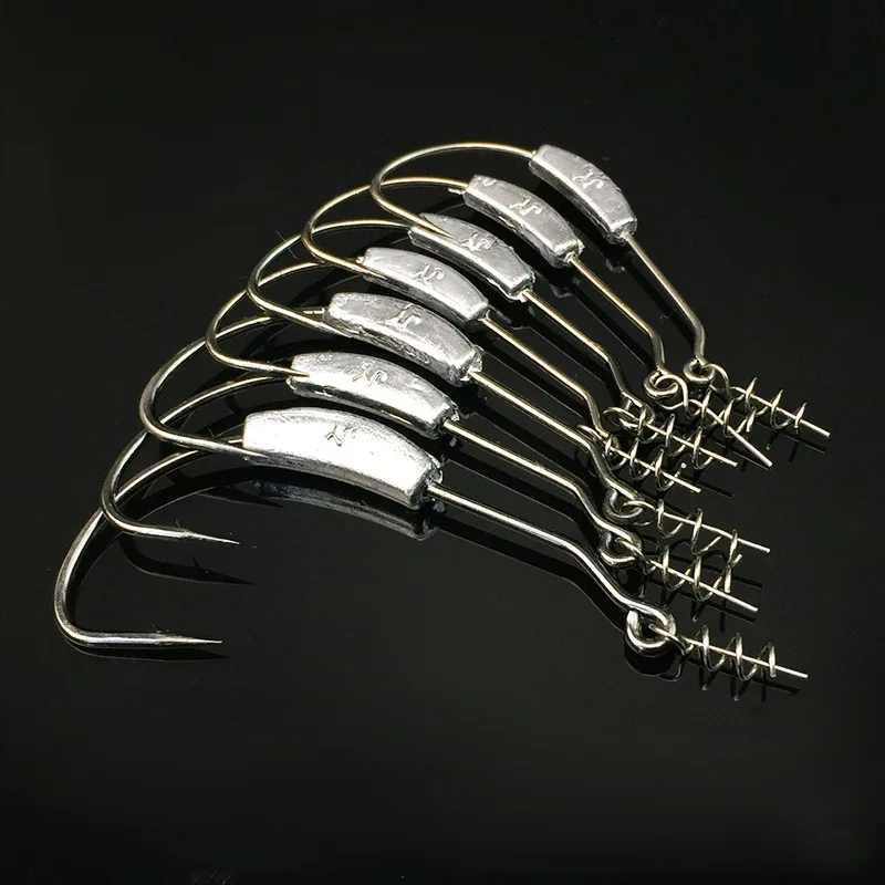

5pac/lot Fishing Worm Hook Carbon Steel Offset Curved Shank Barb Wide Gap Fishing Hooks for Soft Baits Lure Tools