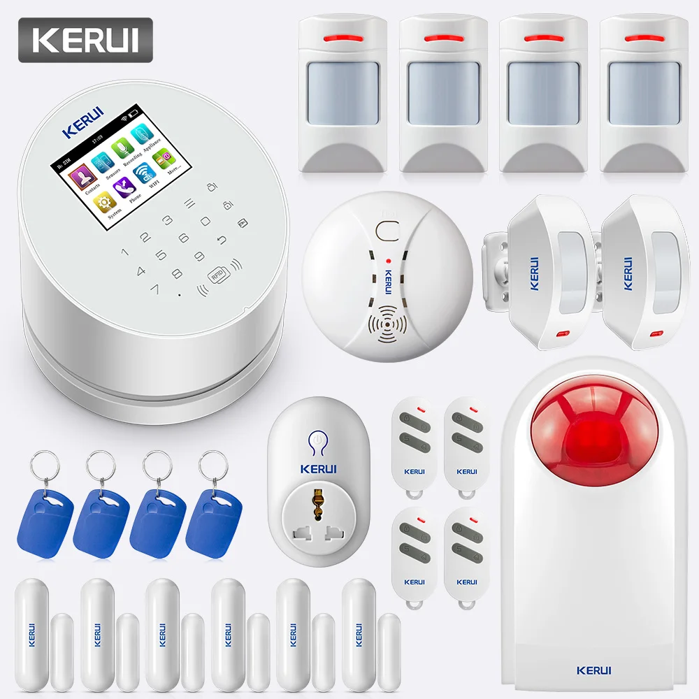 

KERUI 2.4 inch TFT Screen APP Remote Control Wireless WiFi GSM PSTN Home Security Anti-Pet Alarm System English Russian Spanish