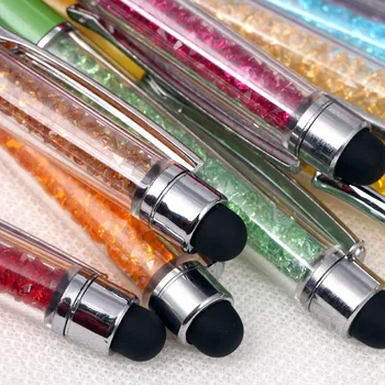 

New 6 Pcs/Set 2-In-1 Stylus Pen Crystal TouchScreen Ballpoint Pens for Writing School Office Stationery DOM668