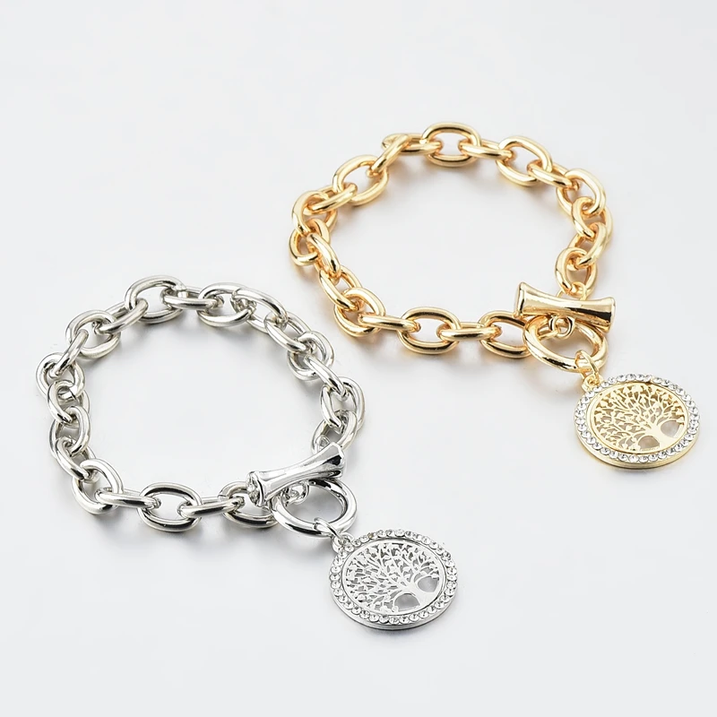 LongWay дизайн женские Стразы ювелирные изделия золотые браслеты винтажная Подвеска "Древо жизни" браслеты для женщин SBR180157