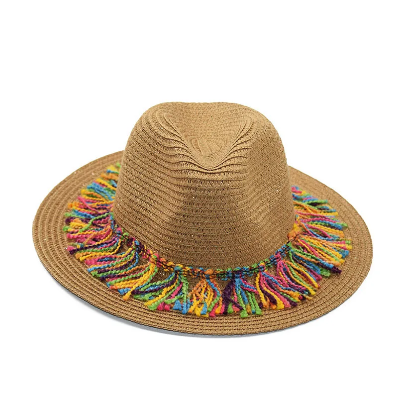 

XCZJ Summer Beach Hat Women Panama Straw Caps Wide Brim Visors Casual Hats Lady Brand Hand Made Women Sun Hats Flat Gorras H095