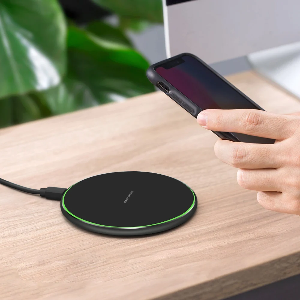 

Portable 10W Qi Wireless Charger for Mobile Phone Fast Charging Pad for iPhone XS XR X 8 Samsung Galaxy S10 S9 S8 Plus Note 9