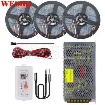 

DC5V 5m/10m/15m 300leds WS2812B Addressable LED Pixel Strip+SP107E APP Music Controller+Power Supply Kit