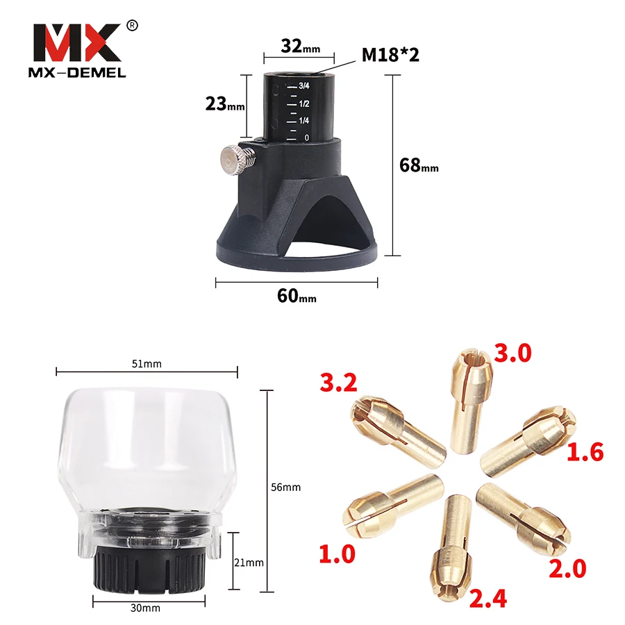 MX-DEMEL Dremel специальный локатор для дрели A550 щит поворотный инструмент крепления Аксессуары Dremel 6 шт. 1-3,6 мм латунный цанговый патрон