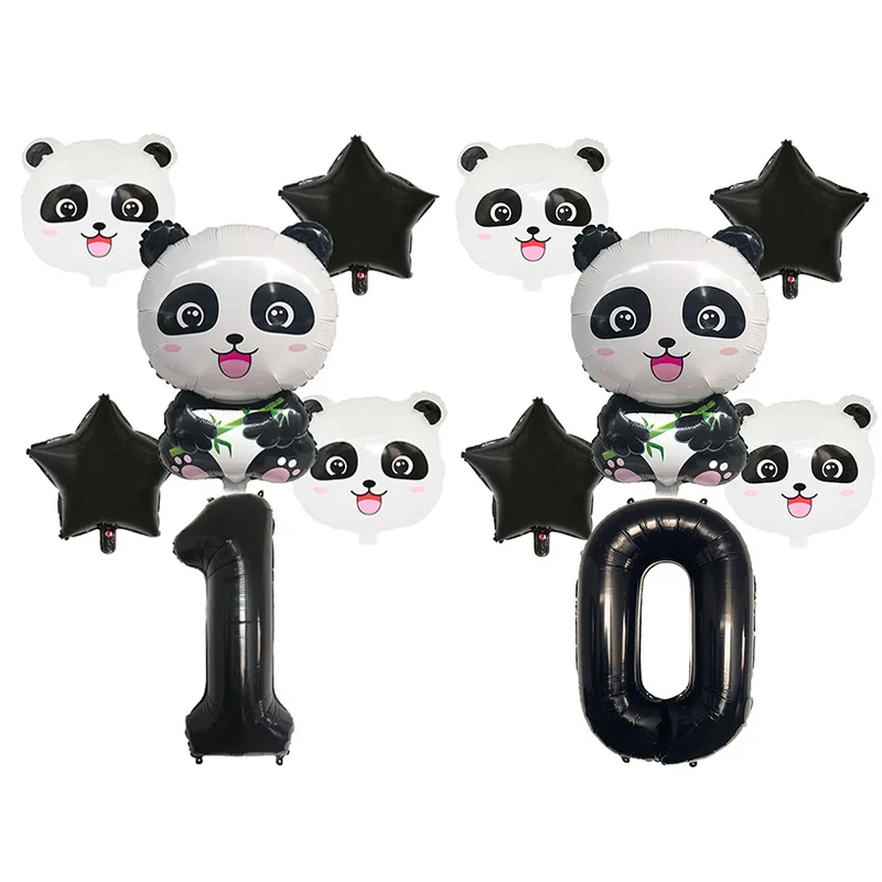 

Cartoon Panda Foil Balloons Set Kids Birthday Party Decoration Animal Panda 32 Inch Black Number Balloon Jungle Party Kids toys