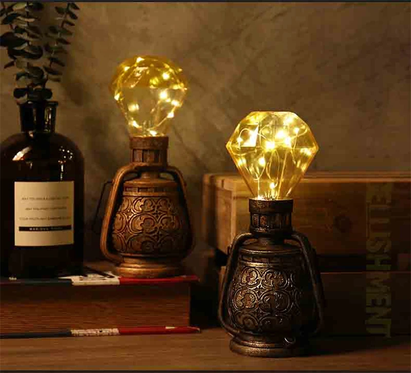 Lâmpada do Vintage Sala de Estar Decoração de Mesa Edison Noturna Casa Deco Retro Sótão Lâmpada Noite Quente Resina Led Nightlight Desktop Luz 4 Edison Lâmpada do vintage Luz Noturna Casa