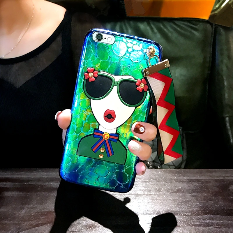 Aoweziic South Korea brand For iphone 7 mobile phone shell 8 X XS MAX hand rope net red diamond goddess 6S personality 7Plus