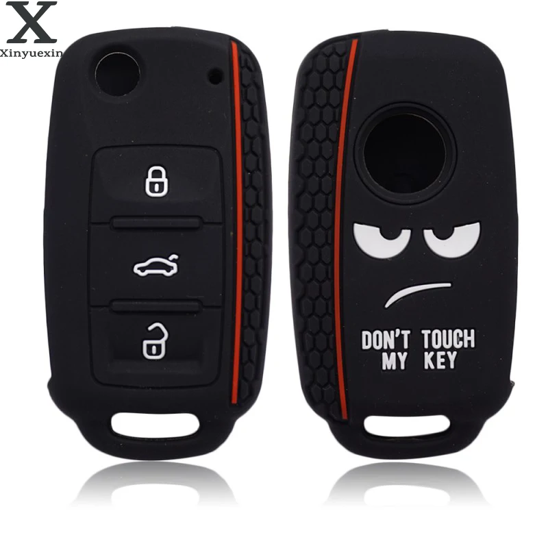 Xinyuexin Dont Touch My Key Silicone Car Key Cover Case for VW  Golf  Polo Passat Scirocco Tiguan for Skoda Octavia Seat
