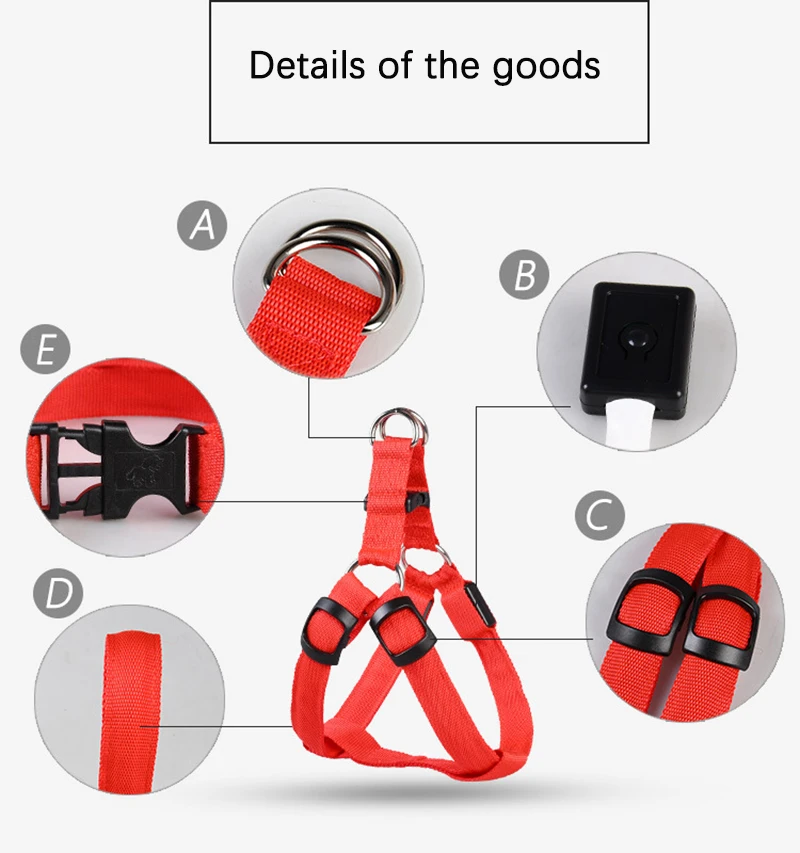 7 Color Pet Led Collar Vest Dog Harness Leads Adjustable Breathable Safety Leash Pet Dog Accessories (7)