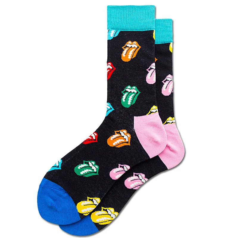 Цветные хлопковые счастливые мужские носки, женские повседневные дизайнерские брендовые носки Harajuku в британском стиле, модная новинка художественная одежда для пар