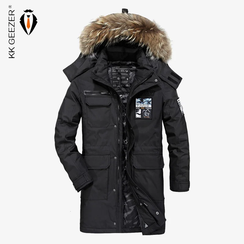 

Men Winter Jackets Duck 80% Business Long Thick Winter Coat Padded Parka Fashion Casual Blue Overcoat Military 2017 New Clothing