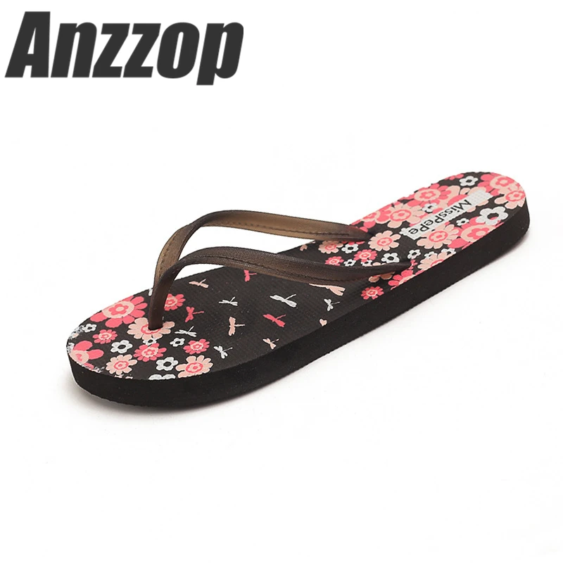 ANZZOP/2019 г. нескользящие пляжные шлепанцы на плоской подошве летние модные женские