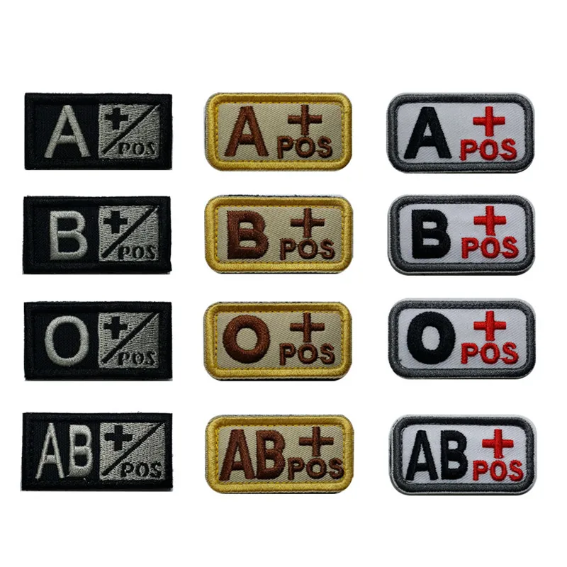 

3D Patches Blood Positive Embroidered Tactical Patch Tactical Military stripes A+ O+ B+ AB+ Positive badges with Hook&Loop