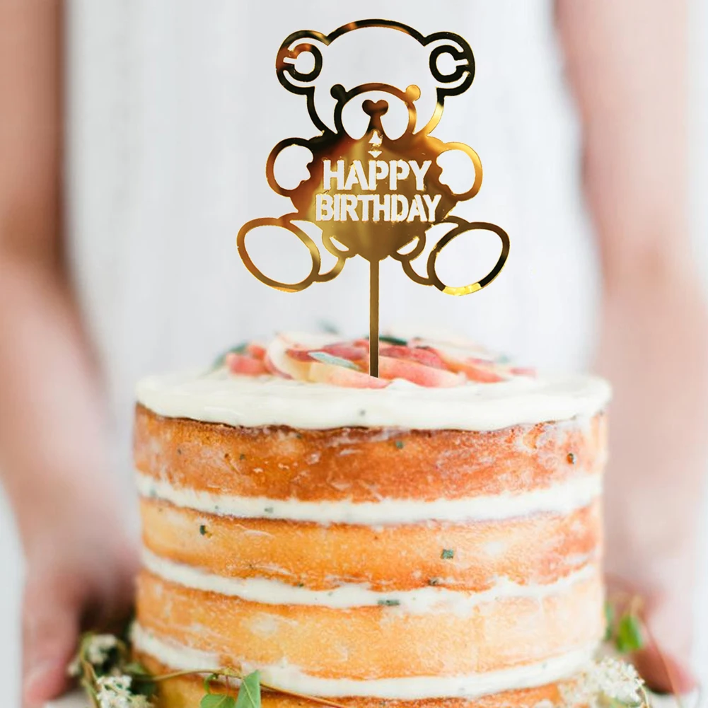 Блестящий Топпер для торта «С Днем Рождения» Свадебная буква акриловый Золотой Серебряный Топ торт флаг украшение для торта вечеринка для мальчика день рождение дома